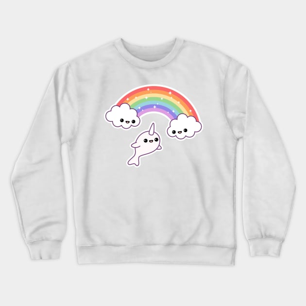 Flying Rainbow Narwhal Crewneck Sweatshirt by sugarhai